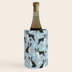 Boston Terrier Dogs Pattern Blue Wine Chiller Gallery Image 3