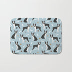 Boston Terrier Dogs Pattern Blue Bath Mat Gallery Image 1