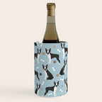Boston Terrier Dogs Pattern Blue Wine Chiller Gallery Image 1