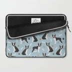 Boston Terrier Dogs Pattern Blue Laptop Sleeve Gallery Image 2