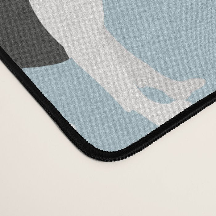 Boston Terrier Dogs Pattern Blue Desk Mat Gallery Image 4