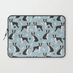 Boston Terrier Dogs Pattern Blue Laptop Sleeve Gallery Image 1