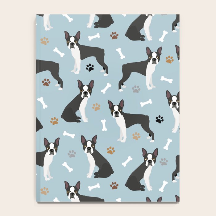 Boston Terrier Dogs Pattern Blue Notebook Gallery Image 4