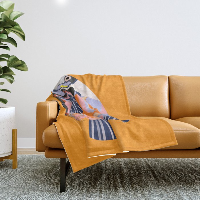 Colorful Tropical Fish and Abstract Ocean Art Throw Blanket Gallery Image 1