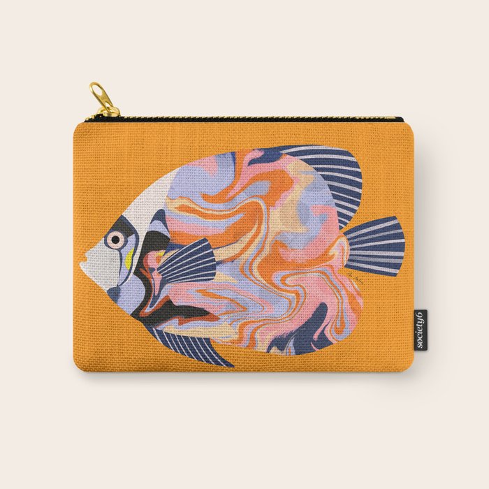Colorful Tropical Fish and Abstract Ocean Art Carry All Pouch Gallery Image 1
