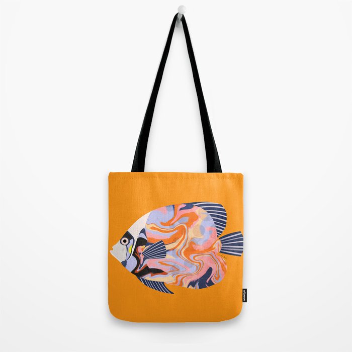 Colorful Tropical Fish and Abstract Ocean Art Tote Bag Gallery Image 2