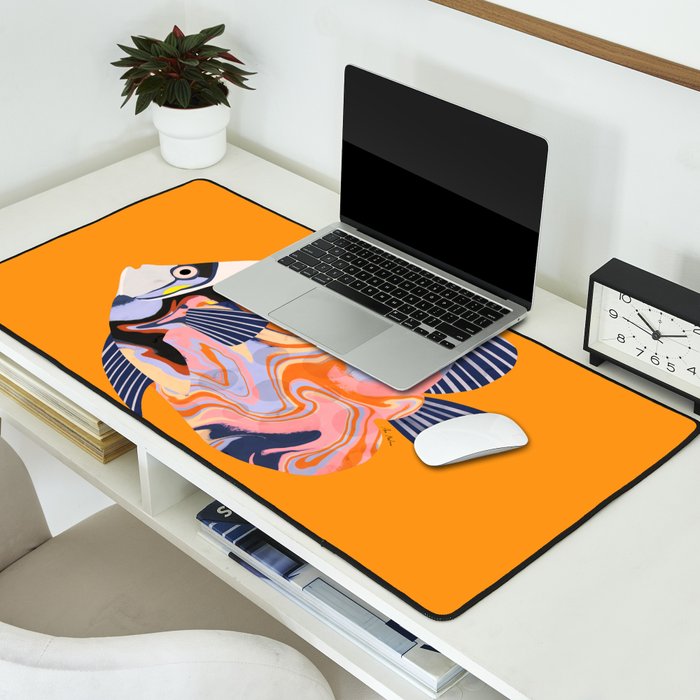 Colorful Tropical Fish and Abstract Ocean Art Desk Mat Gallery Image 2