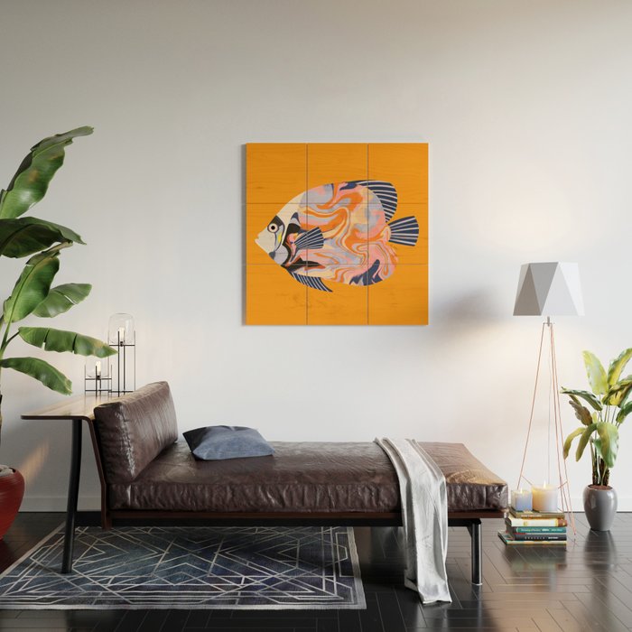 Colorful Tropical Fish and Abstract Ocean Art Wood Wall Art Gallery Image 2