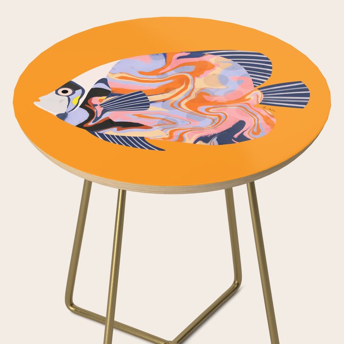 Colorful Tropical Fish and Abstract Ocean Art Side Table Gallery Image 2