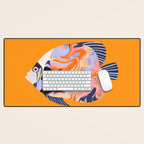 Colorful Tropical Fish and Abstract Ocean Art Desk Mat Gallery Image 1