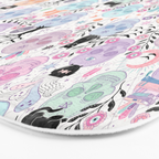 Pastel candy-colored skulls with cats, bats, and witchy things - halloween, bone Bath Mat Gallery Image 3