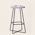 Pastel candy-colored skulls with cats, bats, and witchy things - halloween, bone Stool Gallery Image 1