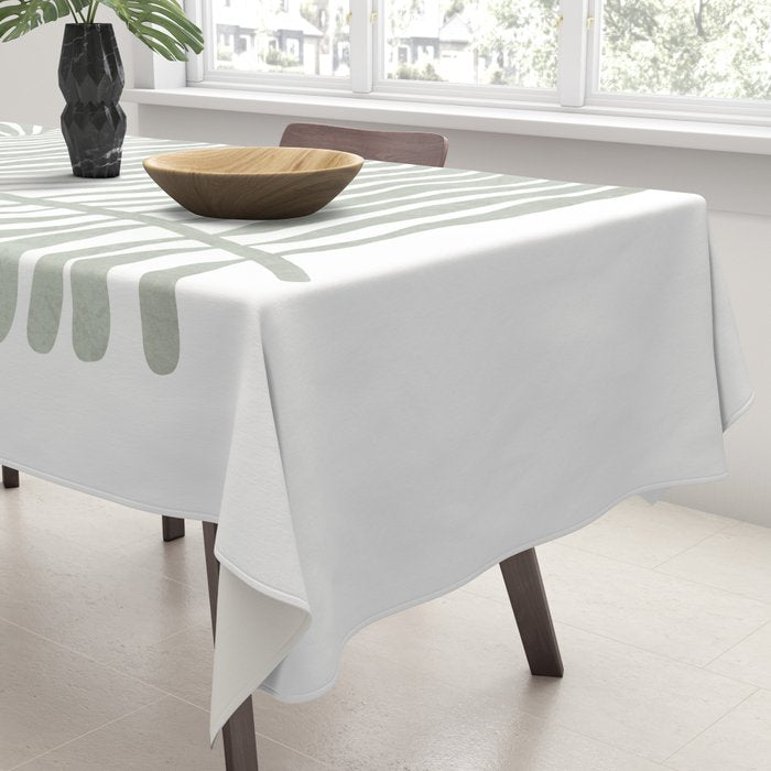 Abstract sage green leaf Tablecloth Gallery Image 3