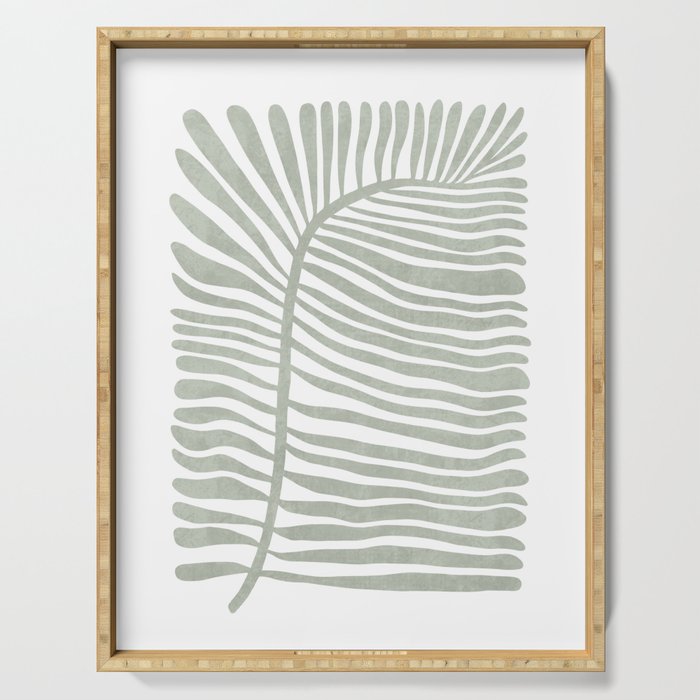Abstract sage green leaf Serving Tray Gallery Image 1