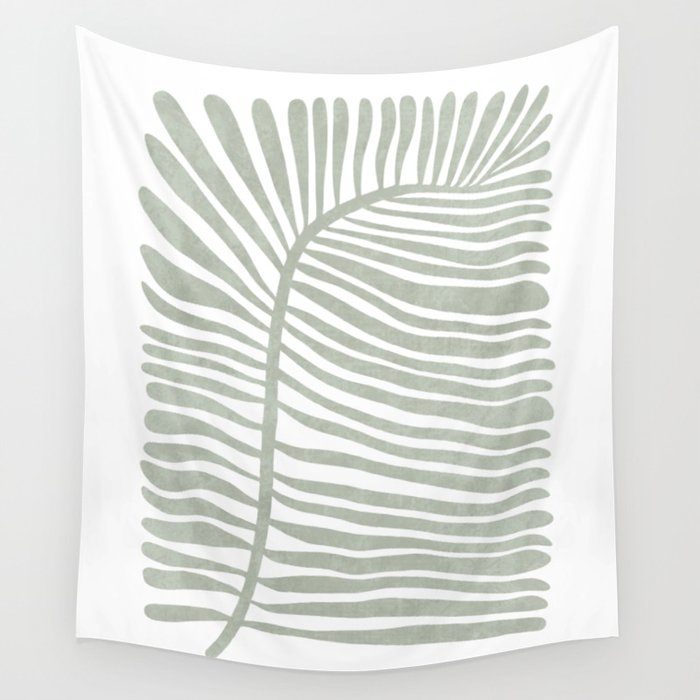 Abstract sage green leaf Wall Tapestry Gallery Image 1