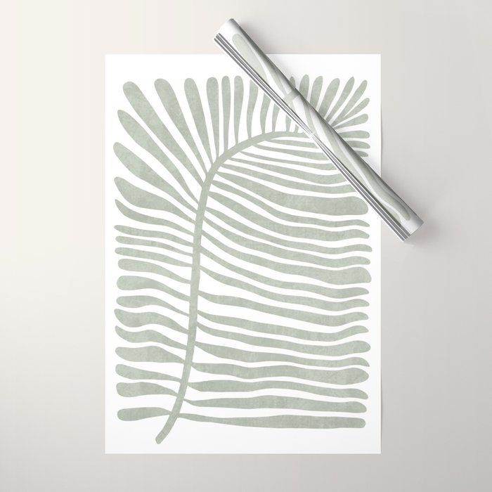 Abstract sage green leaf Wrapping Paper Gallery Image 1