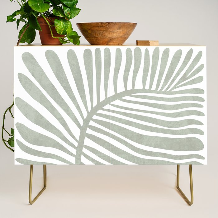 Abstract sage green leaf Credenza Gallery Image 1