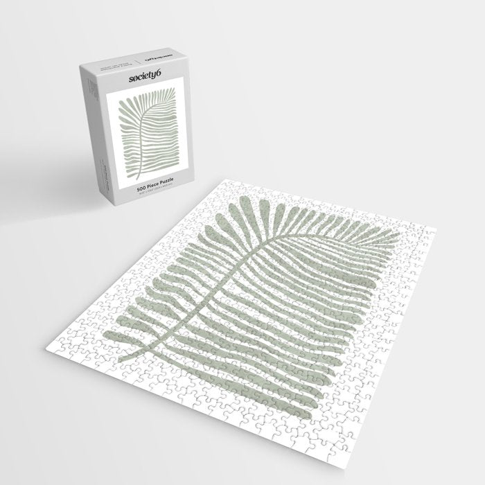Abstract sage green leaf Jigsaw Puzzle Gallery Image 2