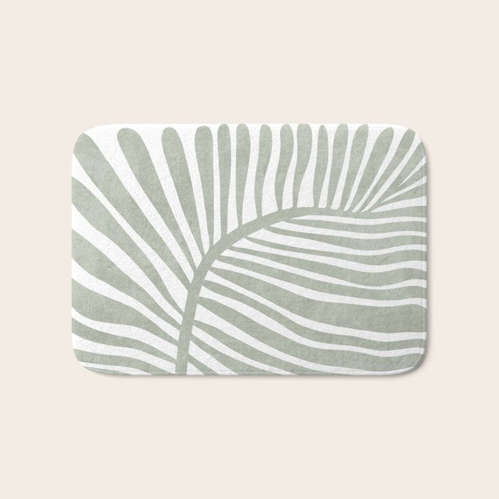 Abstract sage green leaf Bath Mat Gallery Image 1