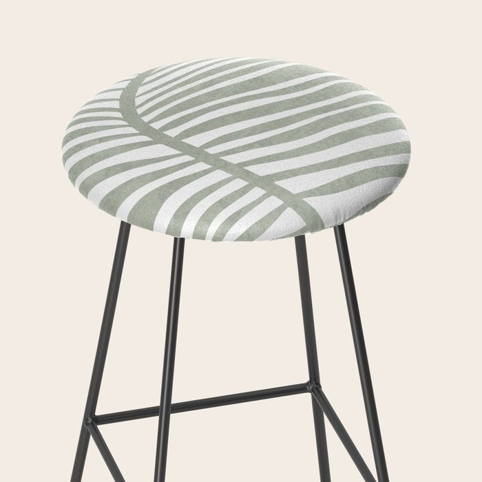 Abstract sage green leaf Stool Gallery Image 2