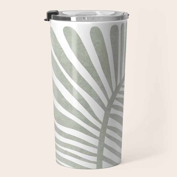 Abstract sage green leaf Travel Mug Gallery Image 3