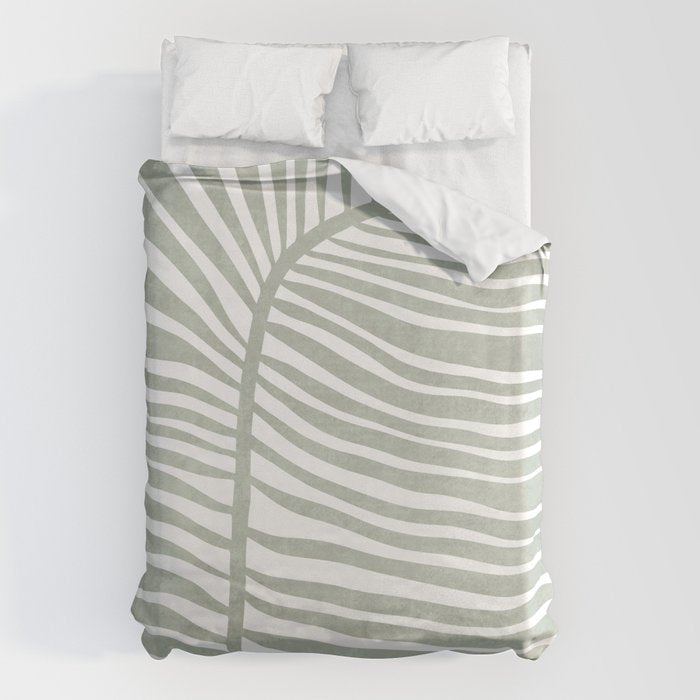 Abstract sage green leaf Duvet Cover Gallery Image 6