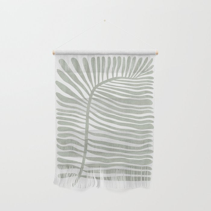 Abstract sage green leaf Wall Hanging Gallery Image 1