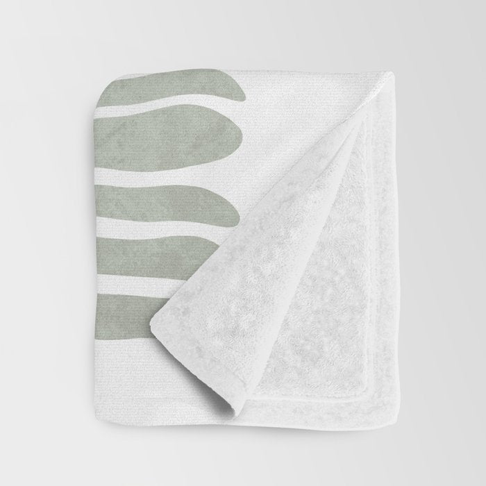 Abstract sage green leaf Throw Blanket Gallery Image 3