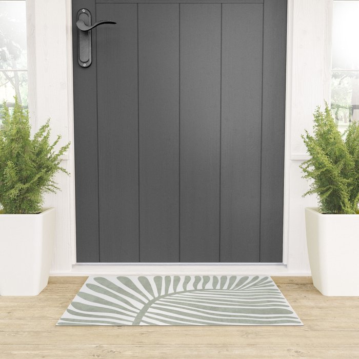 Abstract sage green leaf Welcome Mat Gallery Image 3