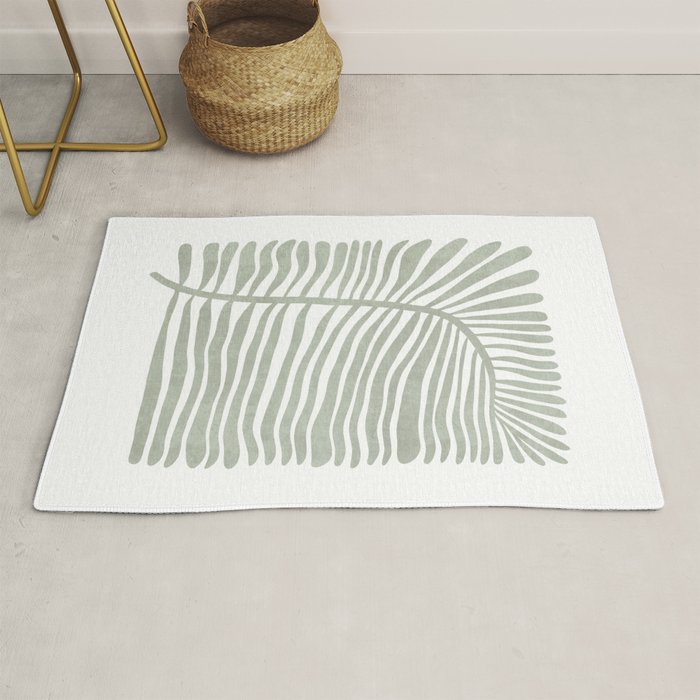 Abstract sage green leaf Rug Gallery Image 1