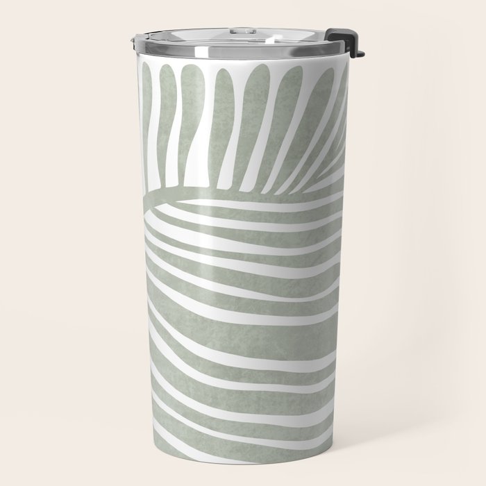 Abstract sage green leaf Travel Mug Gallery Image 2