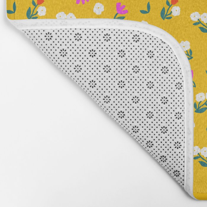 Dainty Blooms Pattern - Yellow Bath Mat Gallery Image 2