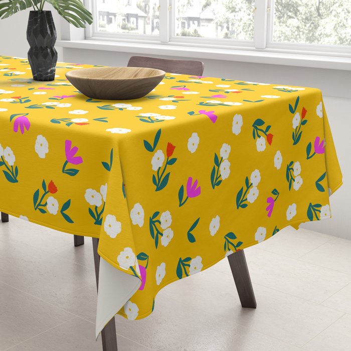 Dainty Blooms Pattern - Yellow Tablecloth Gallery Image 3