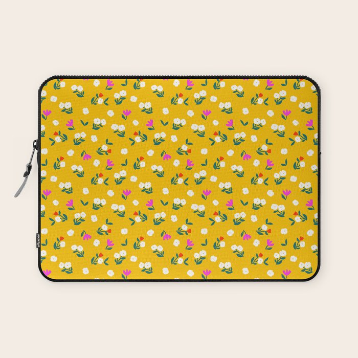 Dainty Blooms Pattern - Yellow Laptop Sleeve Gallery Image 1