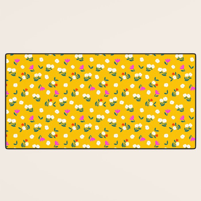 Dainty Blooms Pattern - Yellow Desk Mat Gallery Image 3