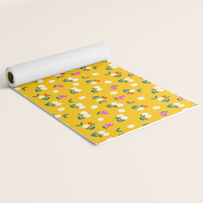 Dainty Blooms Pattern - Yellow Yoga Mat Gallery Image 2
