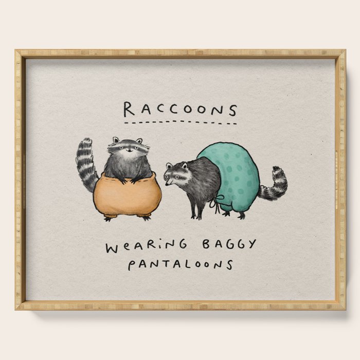Raccoons Wearing Baggy Pantaloons Serving Tray Gallery Image 1