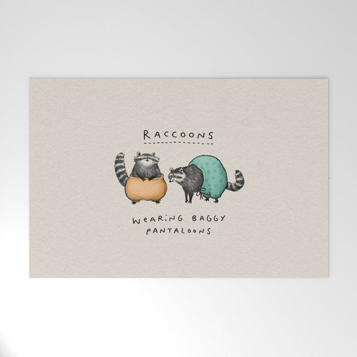 Raccoons Wearing Baggy Pantaloons Welcome Mat Gallery Image 1