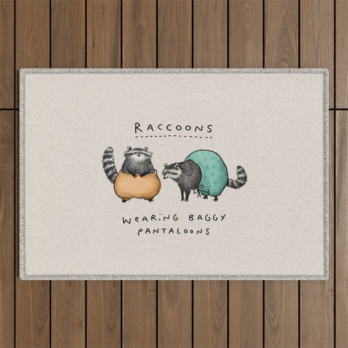Raccoons Wearing Baggy Pantaloons Outdoor Rug Gallery Image 1