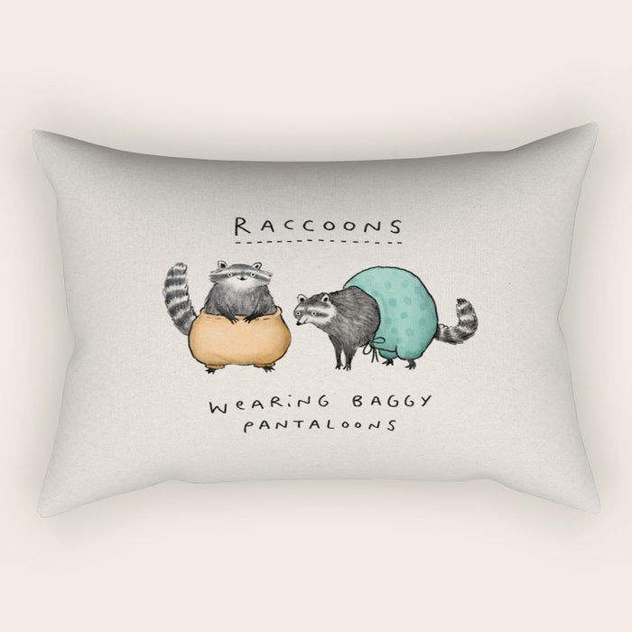 Raccoons Wearing Baggy Pantaloons Rectangular Pillow Gallery Image 2