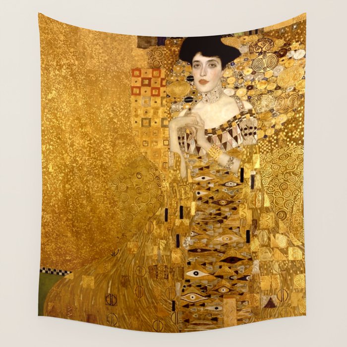 Woman in Gold Portrait by Gustav Klimt Wall Tapestry Gallery Image 1