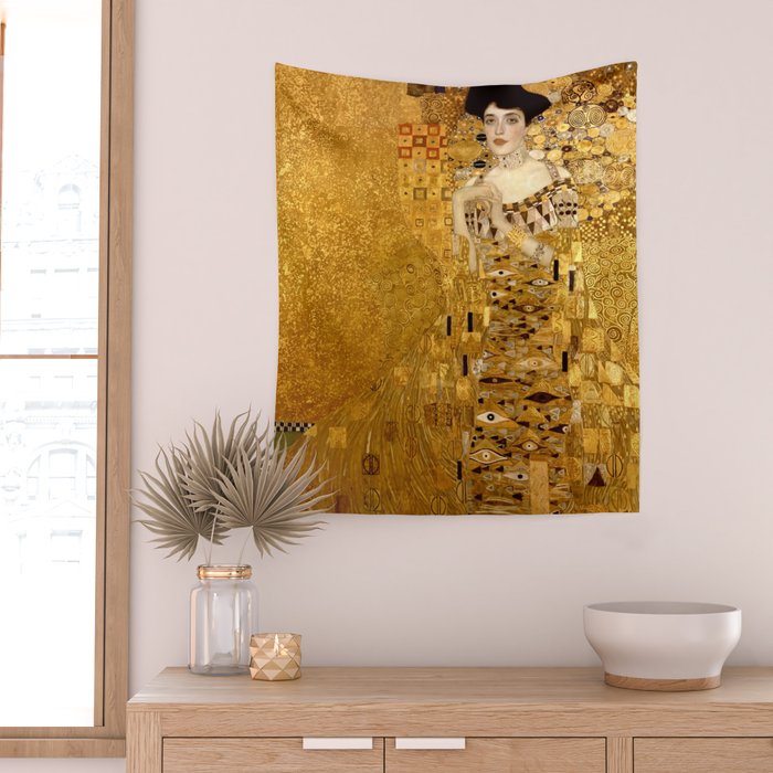 Woman in Gold Portrait by Gustav Klimt Wall Tapestry Gallery Image 2