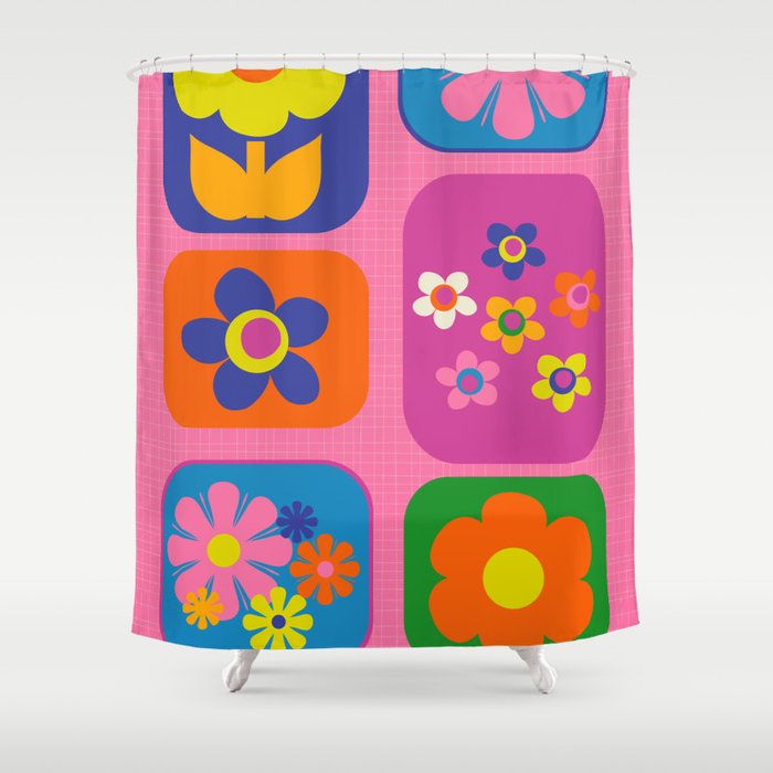 Flower Market Melbourne Cute Retro Floral Shower Curtain Gallery Image 1