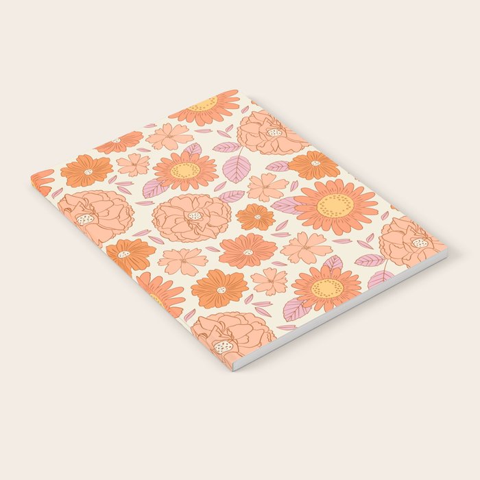 Vintage hand drawn flower art pattern Notebook Gallery Image 1