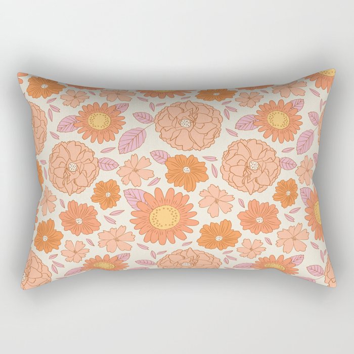 Vintage hand drawn flower art pattern Rectangular Pillow Gallery Image 2