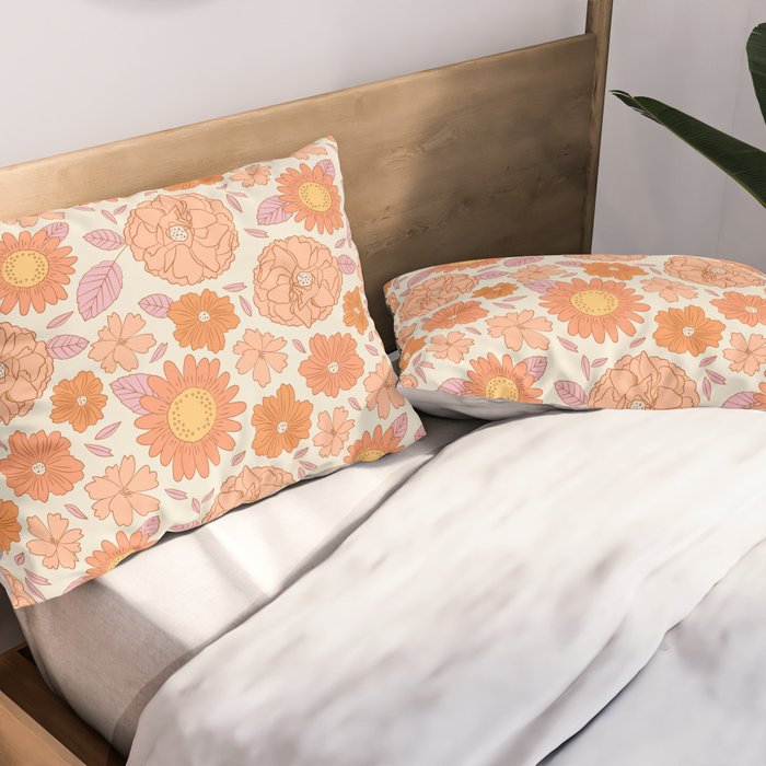 Vintage hand drawn flower art pattern Pillow Sham Gallery Image 2