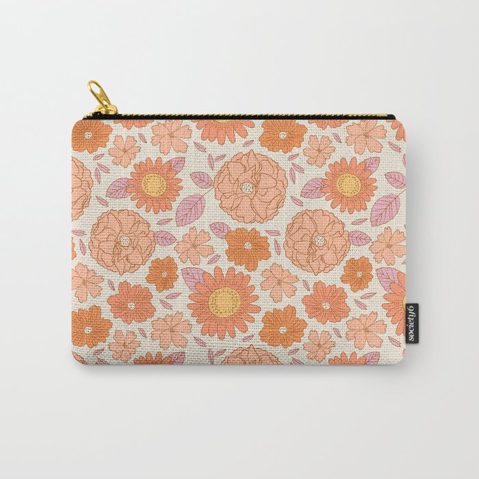 Vintage hand drawn flower art pattern Carry All Pouch Gallery Image 1
