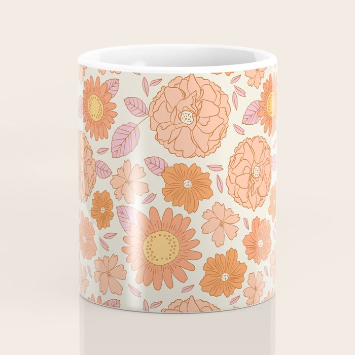 Vintage hand drawn flower art pattern Coffee Mug Gallery Image 4