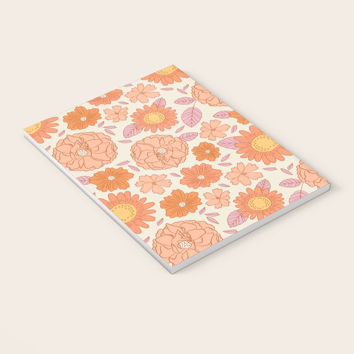 Vintage hand drawn flower art pattern Notebook Gallery Image 3