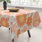 Vintage hand drawn flower art pattern Tablecloth Gallery Image 3